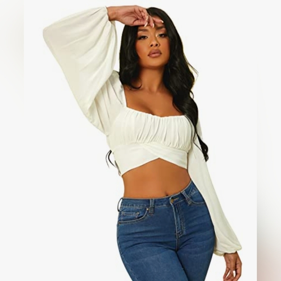 SHEIN Scoop Neck Tie Up Back Crop Top - Picture 1 of 9